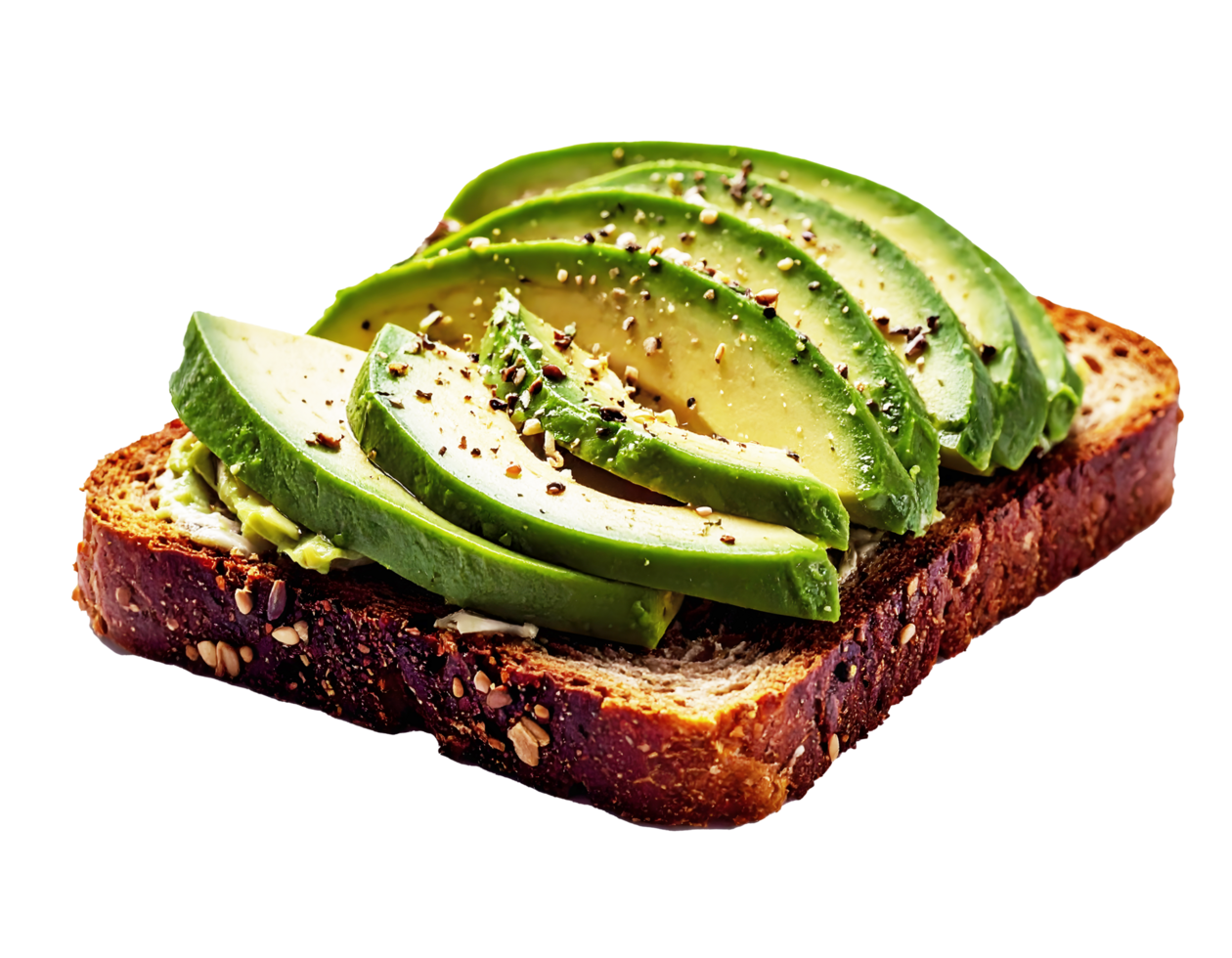 Avocado Sliced on whole wheat toast. png