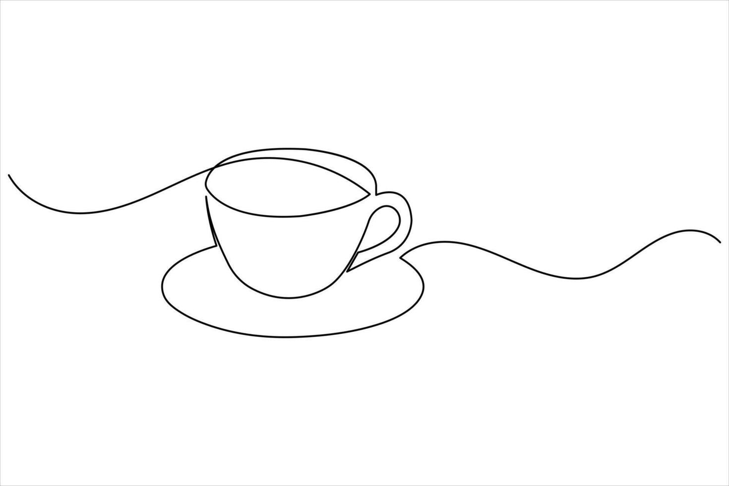 Coffee cup clean line minimalist drawing outline continuous style isolated background vector