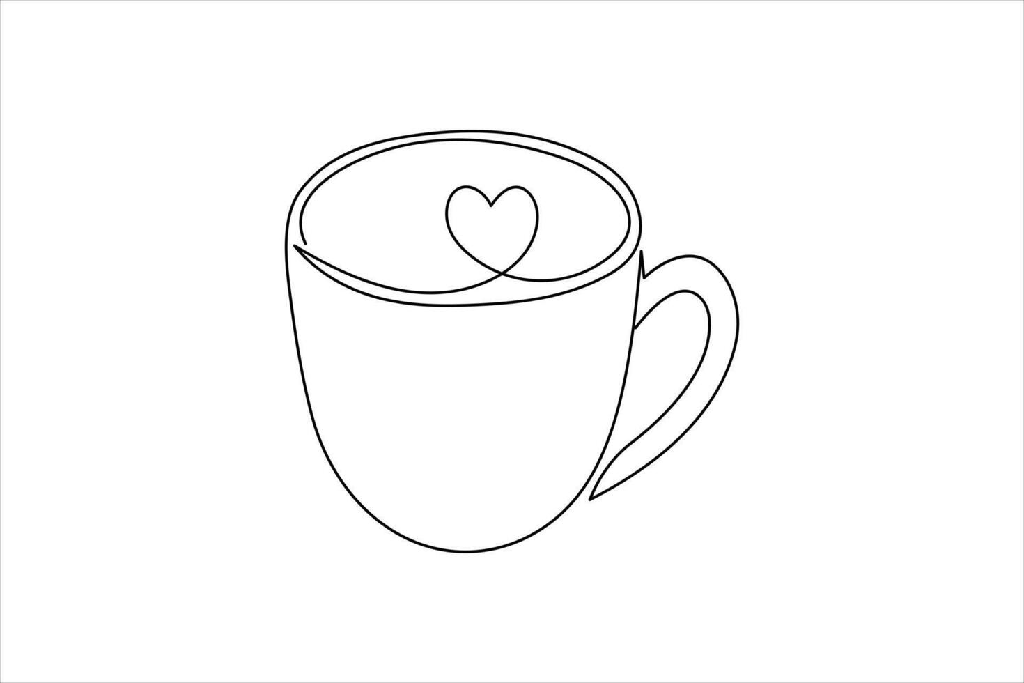 Coffee cup single continuous line minimalist style hand sketch outline on white background vector