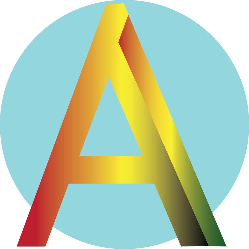 Colorful Gradient Letter A on Blue Circle Modern Alphabet Typography Design vector