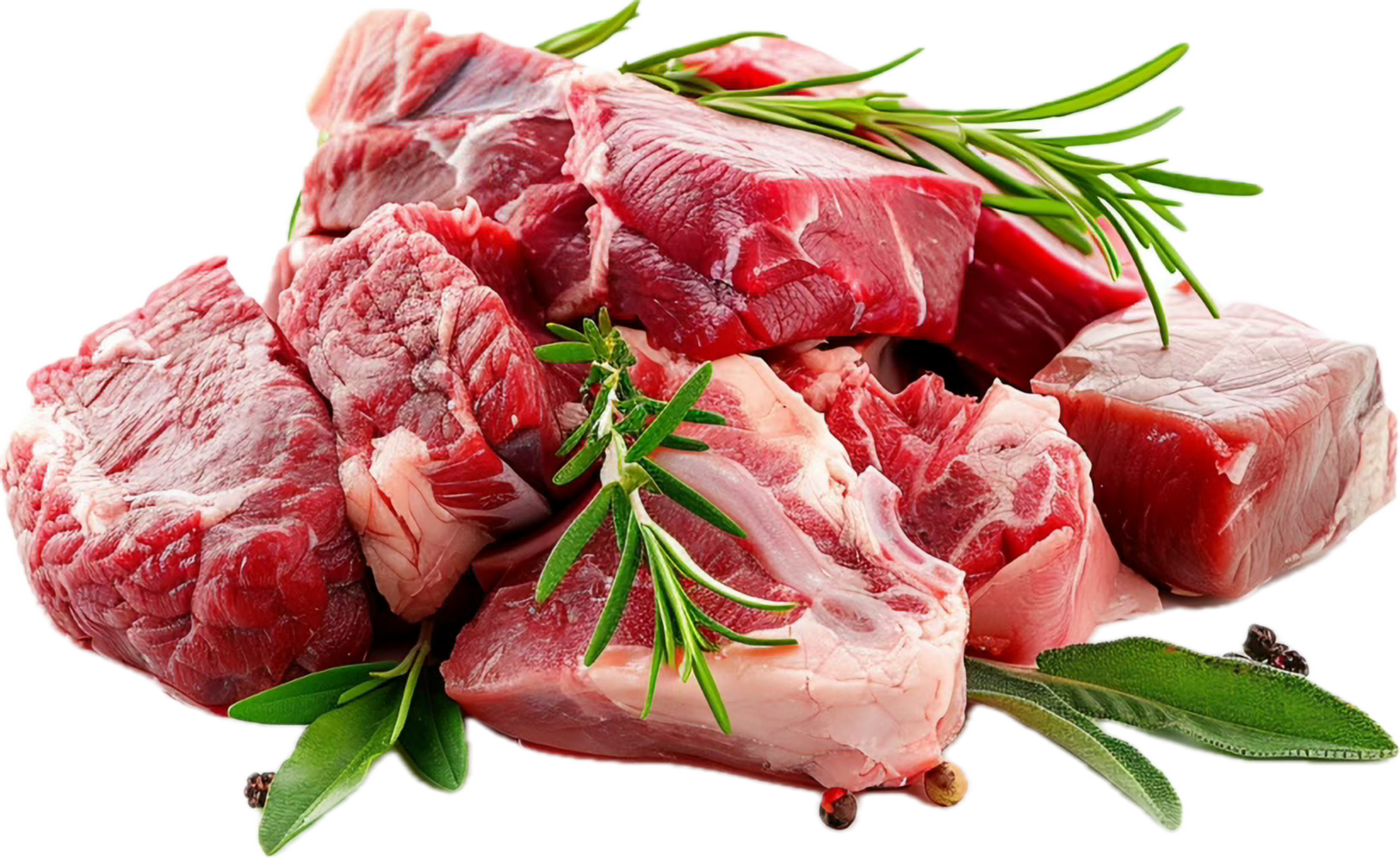 Fresh Cuts of Raw Red Meat with Herbs for Culinary Use and Cooking png