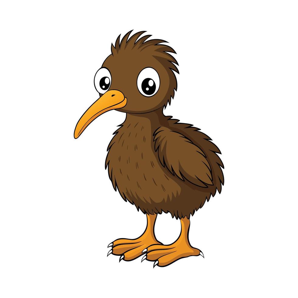 Cute cartoon kiwi bird isolated on white background vector