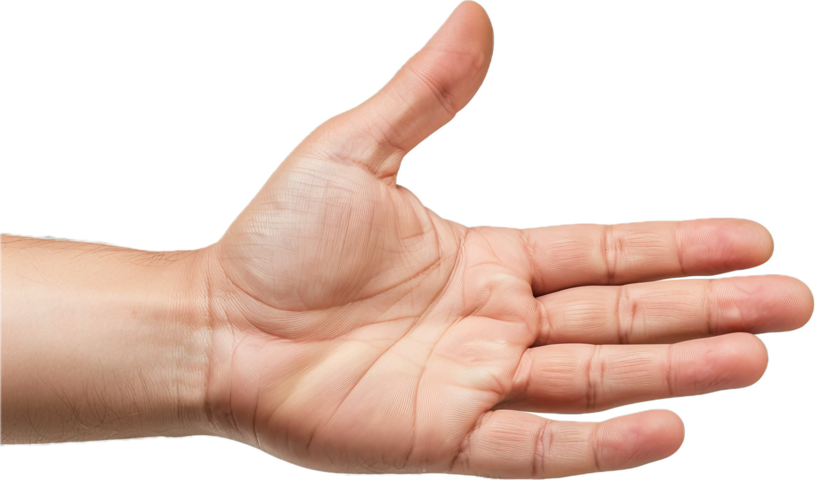 Open hand gesture with palm facing upward in natural setting png