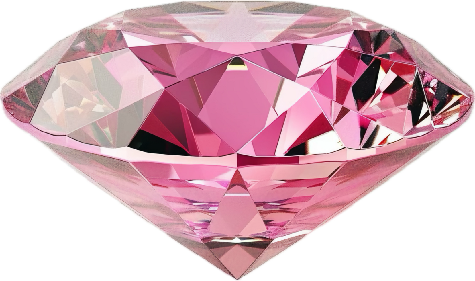 Sparkling Pink Diamond With Reflections and Intricate Cuts png