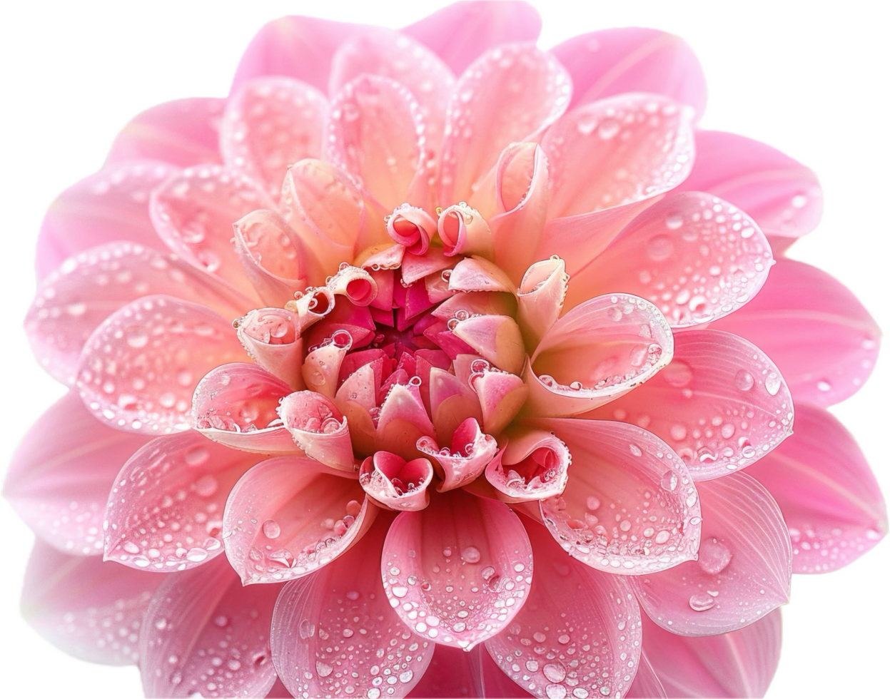 Close-Up View of Pink Flower with Dew Drops on Petals png