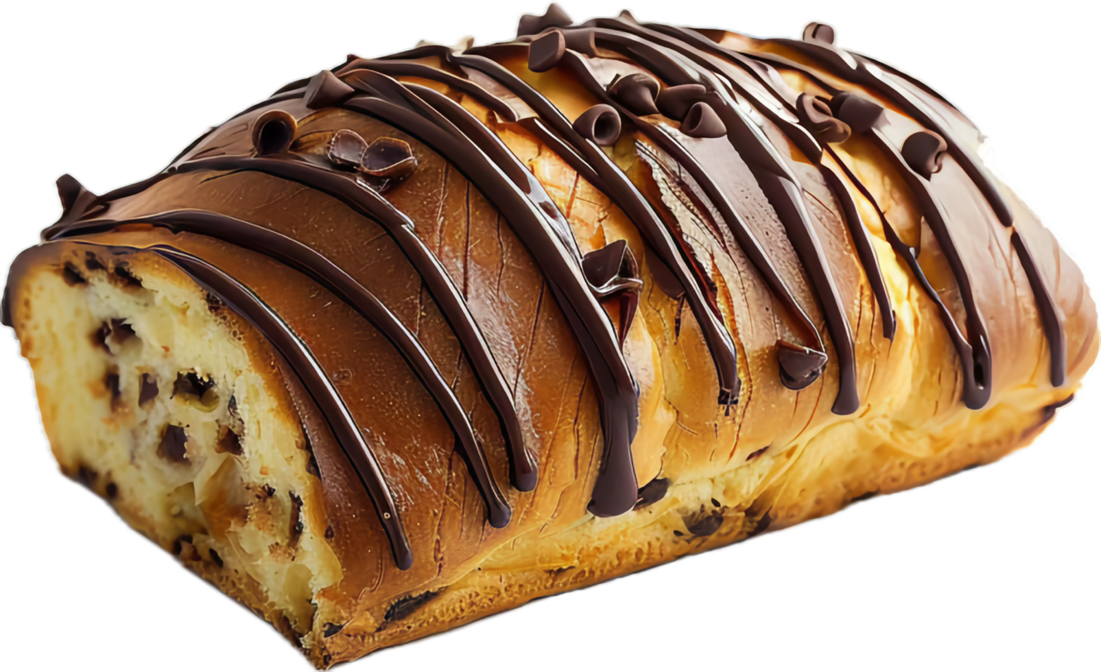Delicious Chocolate Drizzle Pastry with Soft Inside and Rich Flavor png