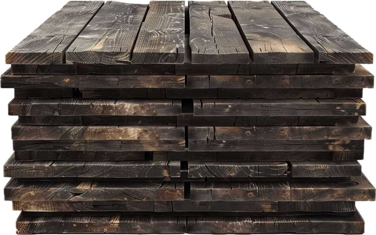 Stacked Dark Wooden Planks with Rustic Textures for Background Use png