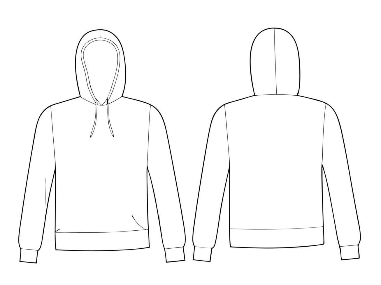 A illustration of a hoodie garment design in front and back view isolated vector