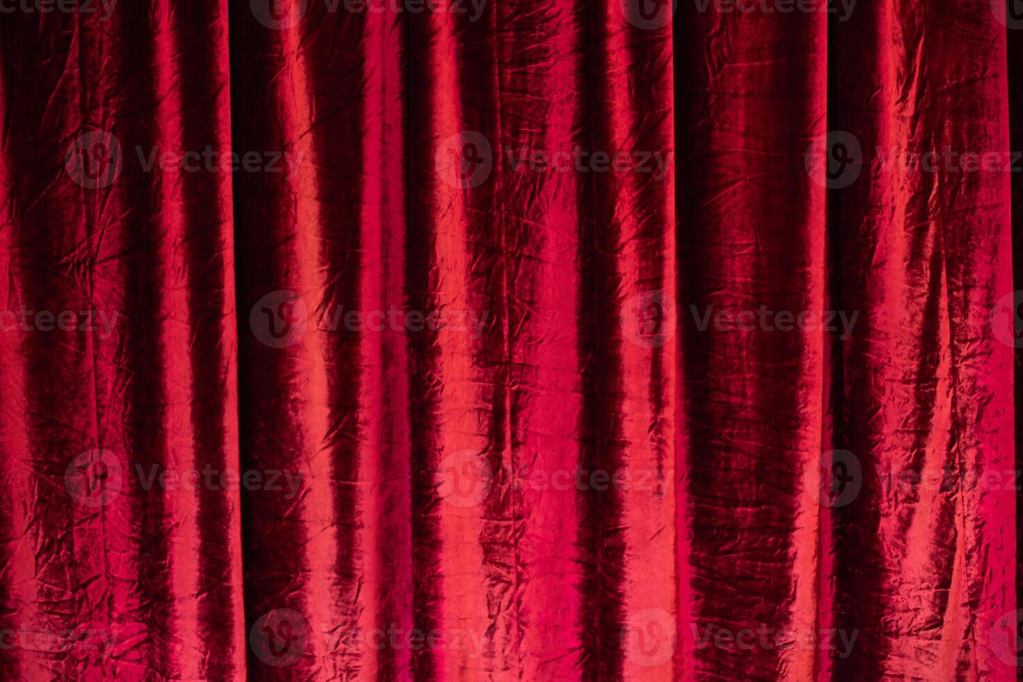 Closed theatre curtain before entertainment presentation or performance.. photo