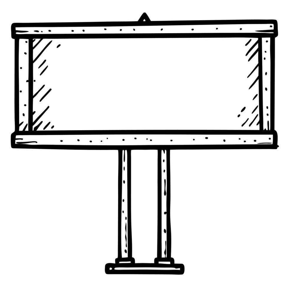 Hand drawn blank sign on a wooden post perfect for custom text and branding. vector