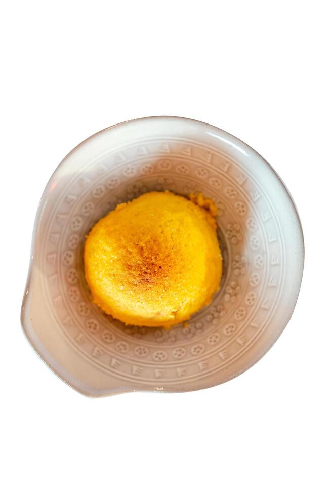 View of Steam bun Custard filling,focus selective photo