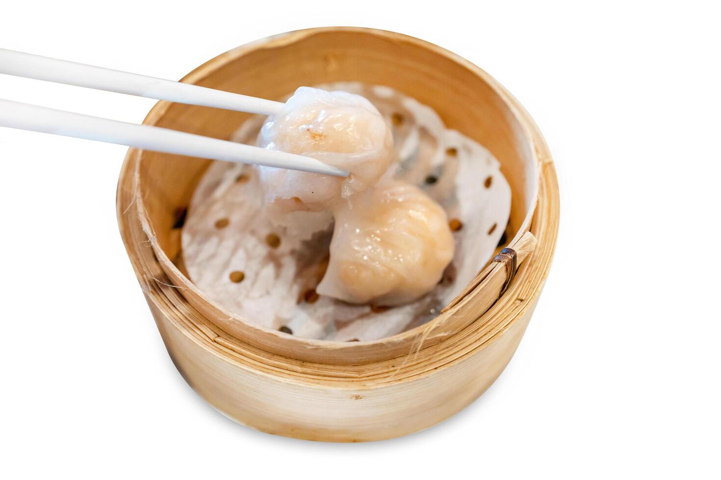 Top view of dimsum and Ha Kao, focus selective photo