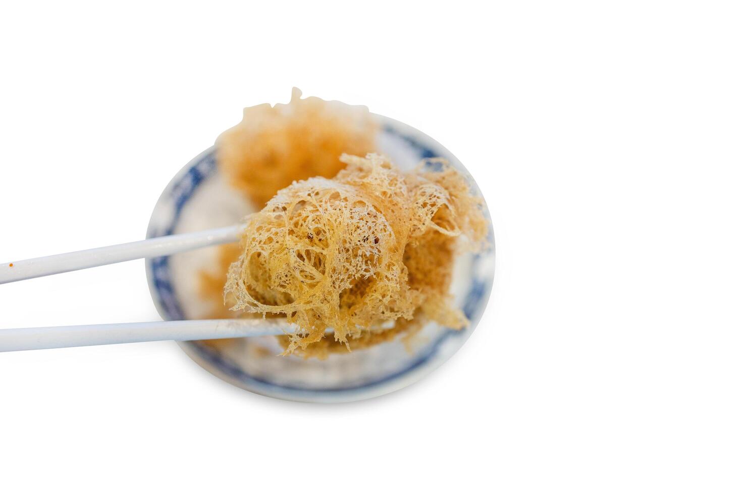 Top view of Delicate Dumpling Taro in bamboo basket, focus selective photo