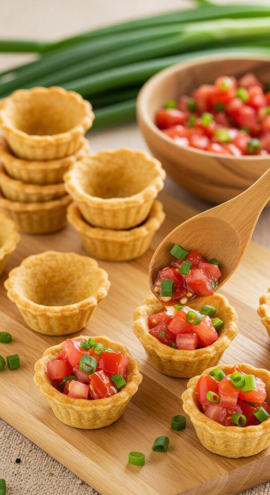 Delicious Tomato Tartlets Appetizer Recipe Preparation Cooking Food Pastry photo