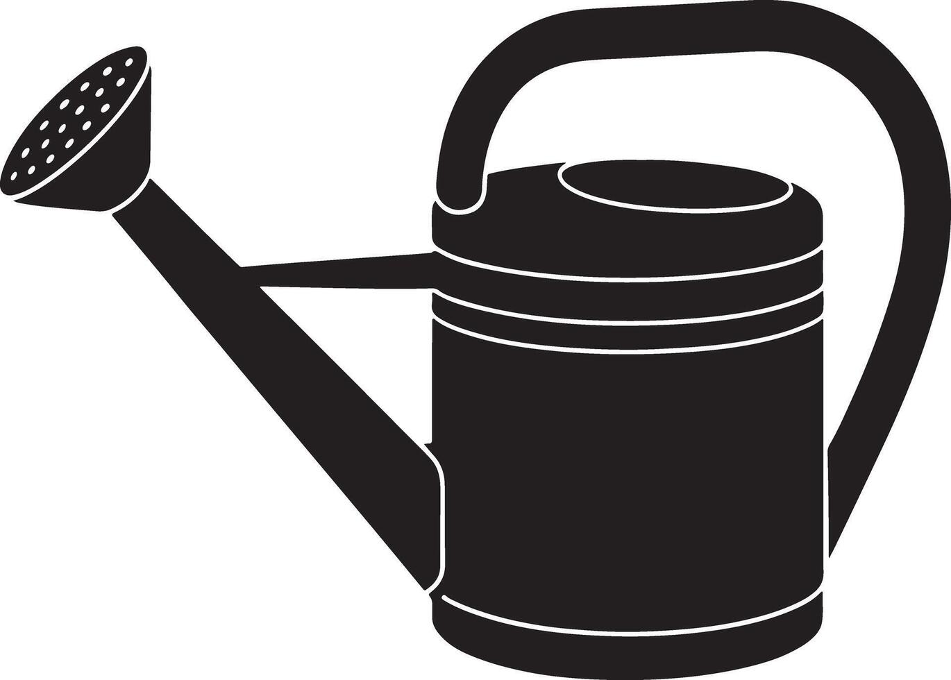 Black silhouette of a metal watering can vector