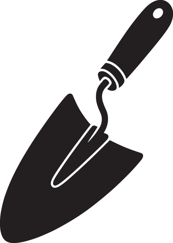 Black and white garden trowel icon illustration vector