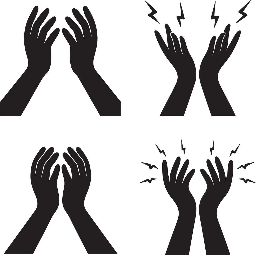 Four simple black silhouettes of hands showing different gestures. vector