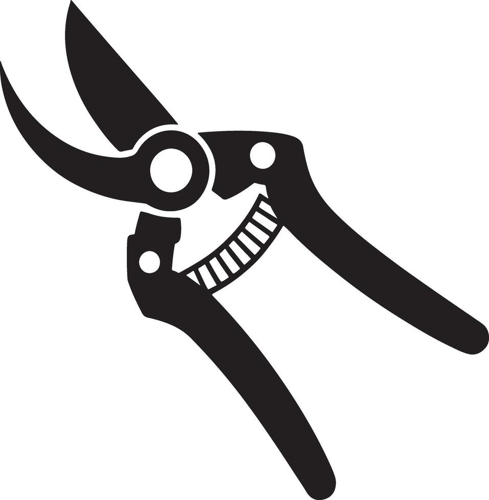 Black and white illustration of bypass pruning shears vector
