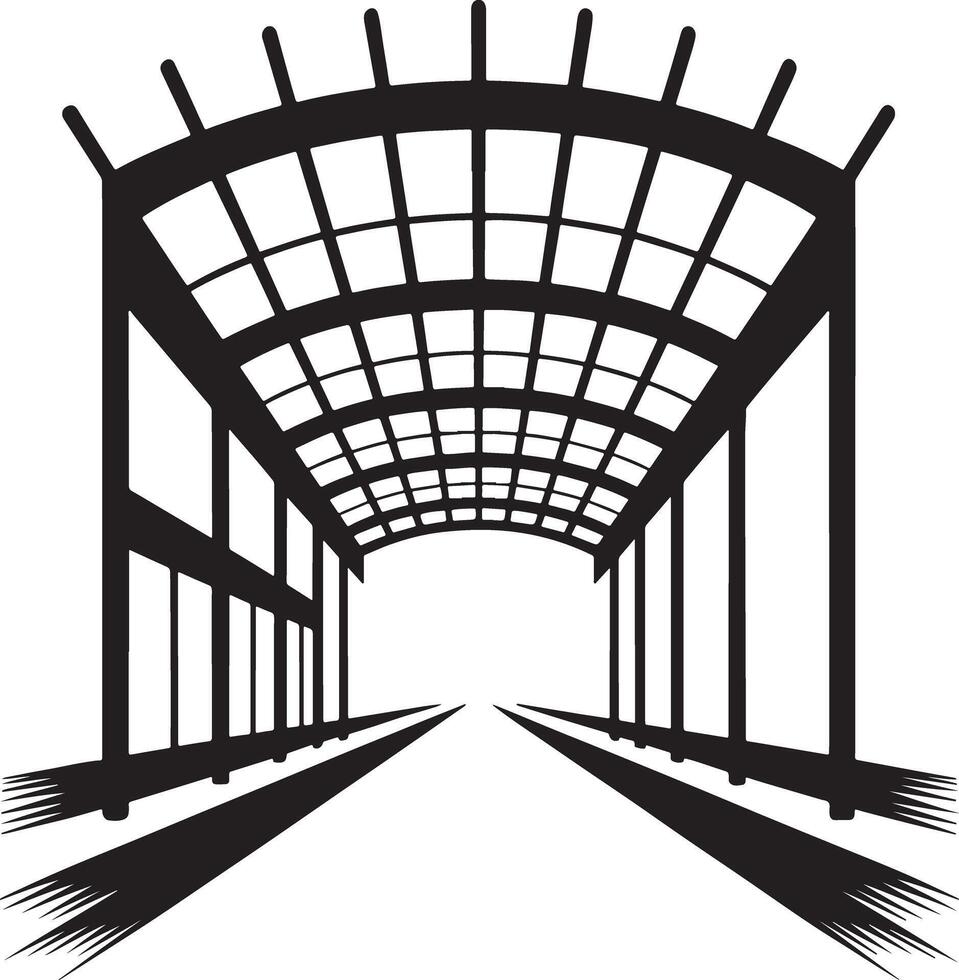 Railway station black and white architectural structure vector