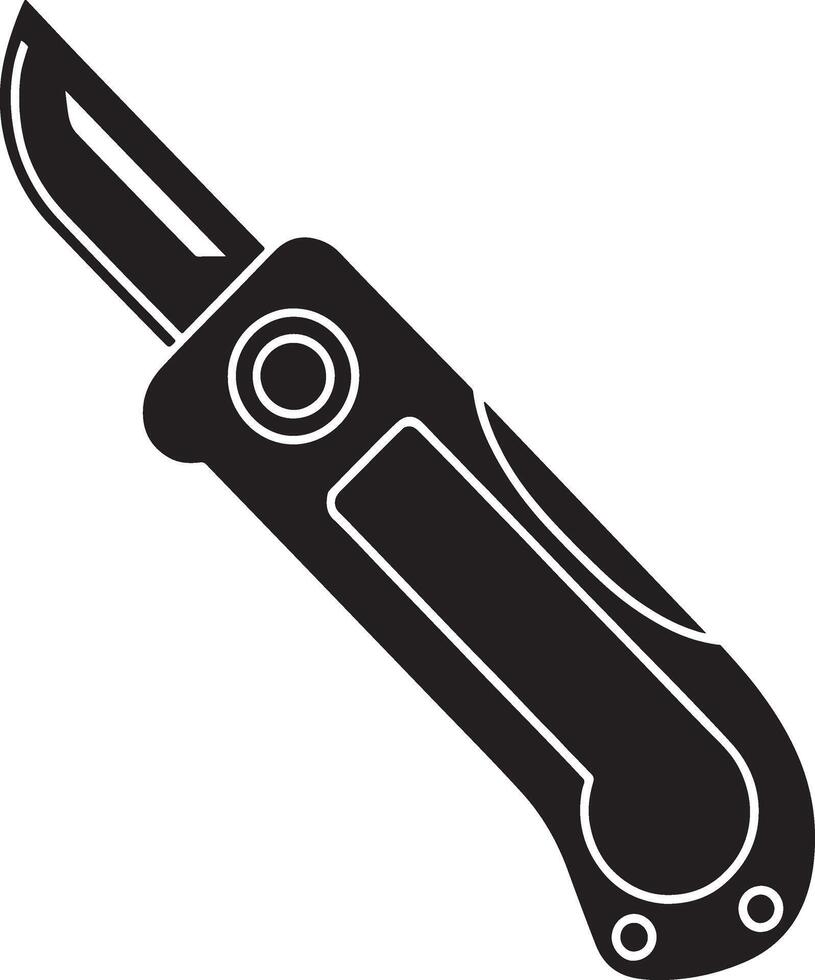 Black and white illustration of a pocket knife vector