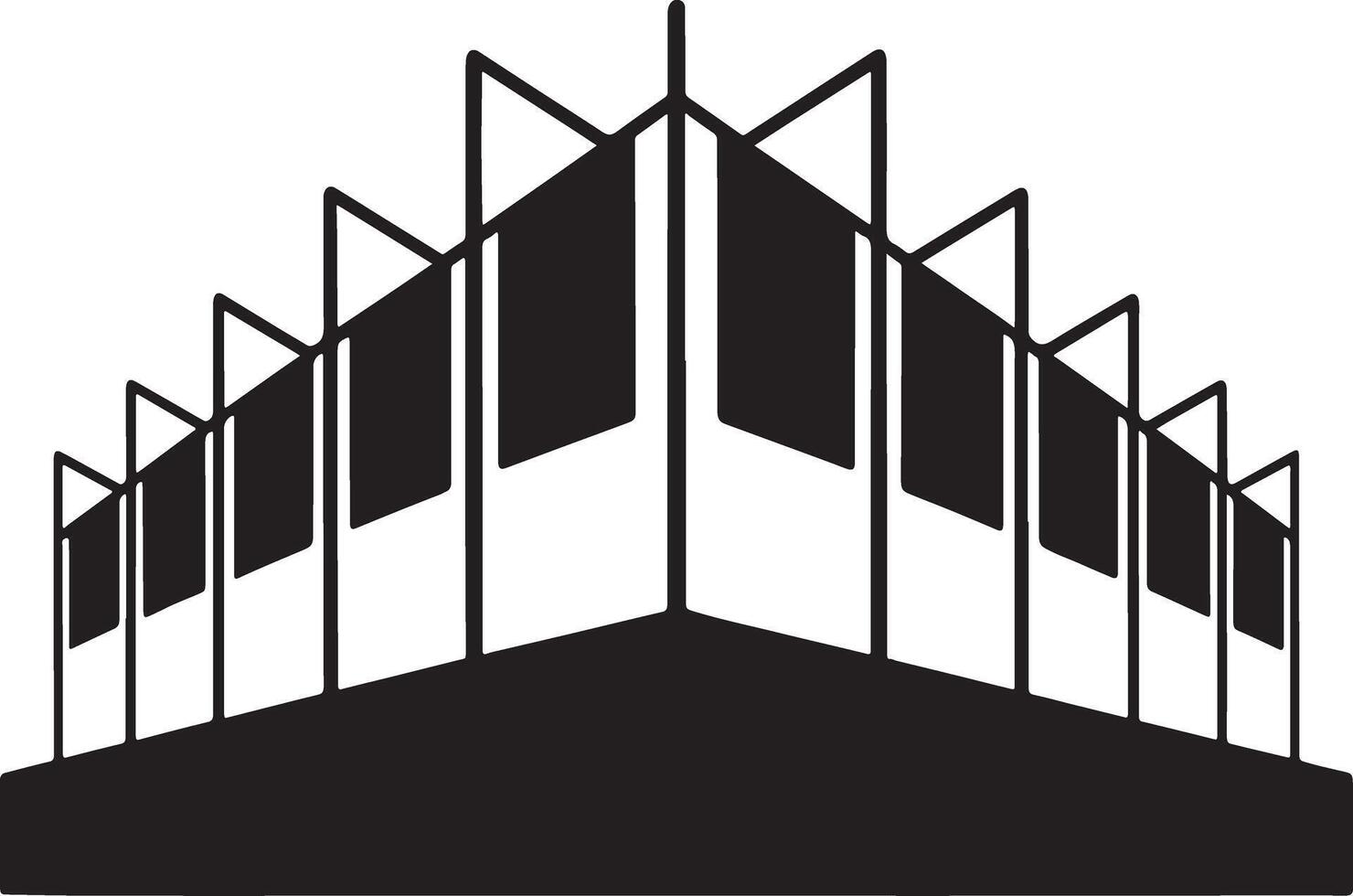 Abstract black and white building icon corner view modern architecture design. vector