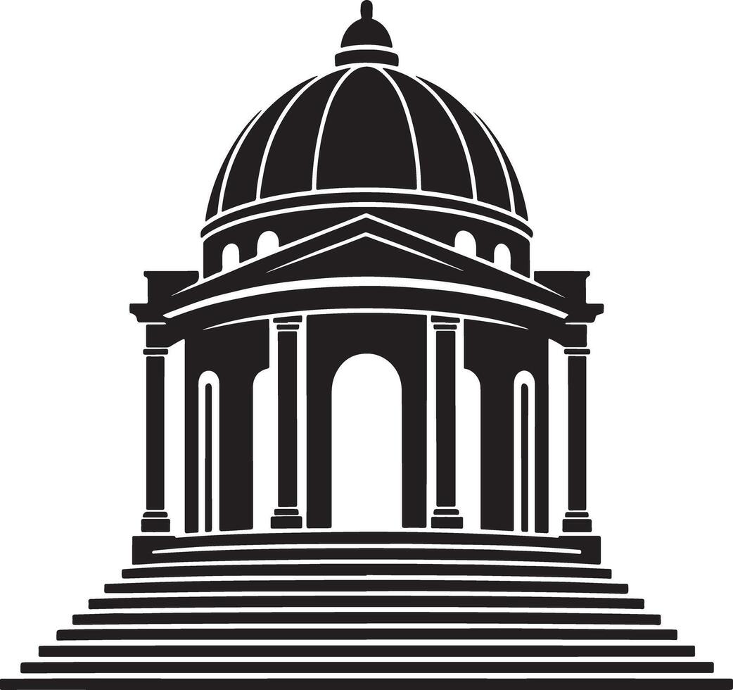Classical Dome Building Architecture Design Columns Steps Entrance. vector