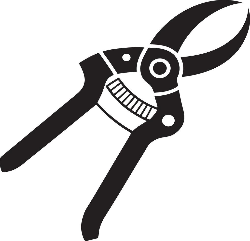 Black and white pruning shears gardening tool equipment vector