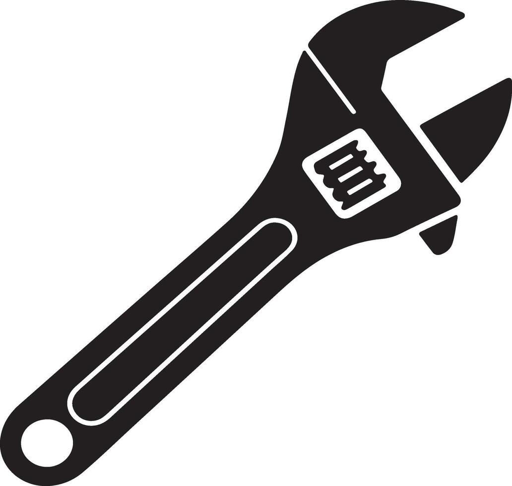 Adjustable wrench tool silhouette icon vector