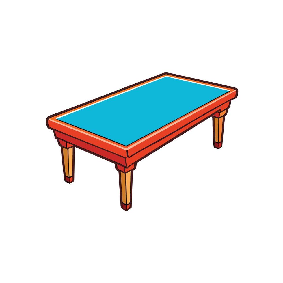 Cartoon style wooden table with blue surface illustration vector