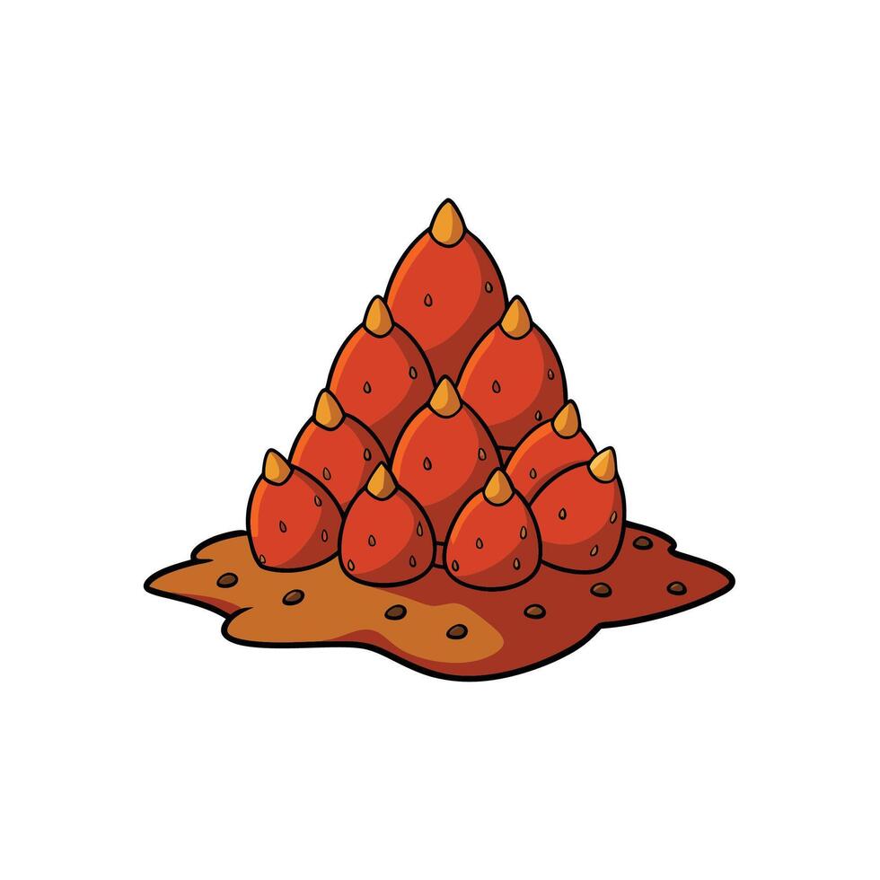 Cartoon tropical fruit pile with a triangle arrangement shape vector