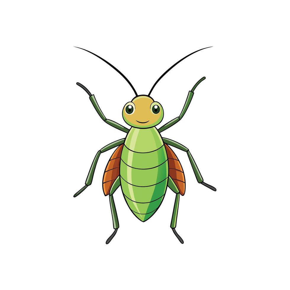 Cartoon Grasshopper Character Illustration on White Background Stock Image vector