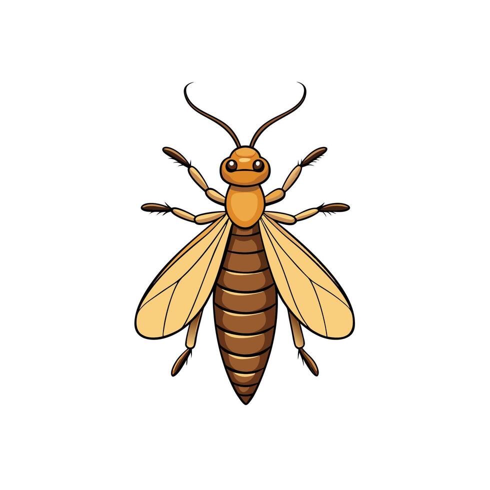 Cartoonish termite illustration with defined lines on white background vector