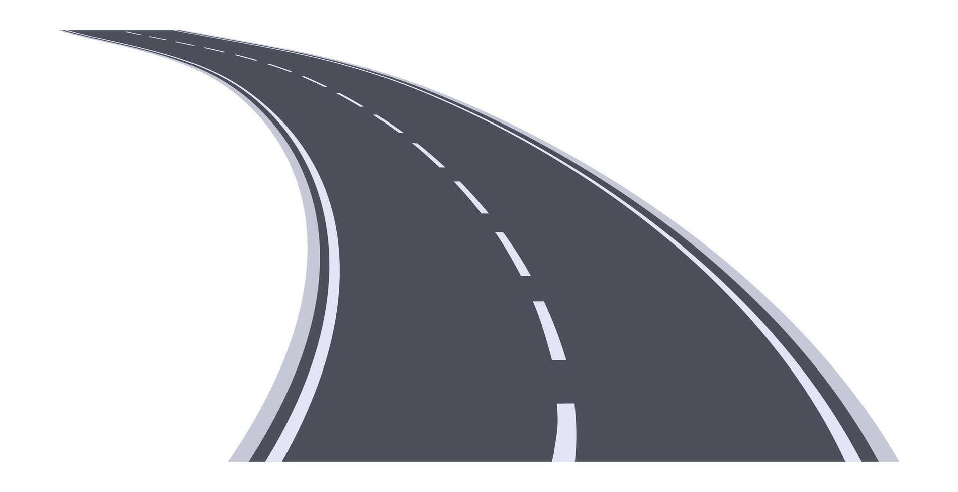 Winding road stretching into the distance against a white background, evoking feelings of journey, adventure, and the allure of the unknown. Perfect for themes of exploration and freedom vector