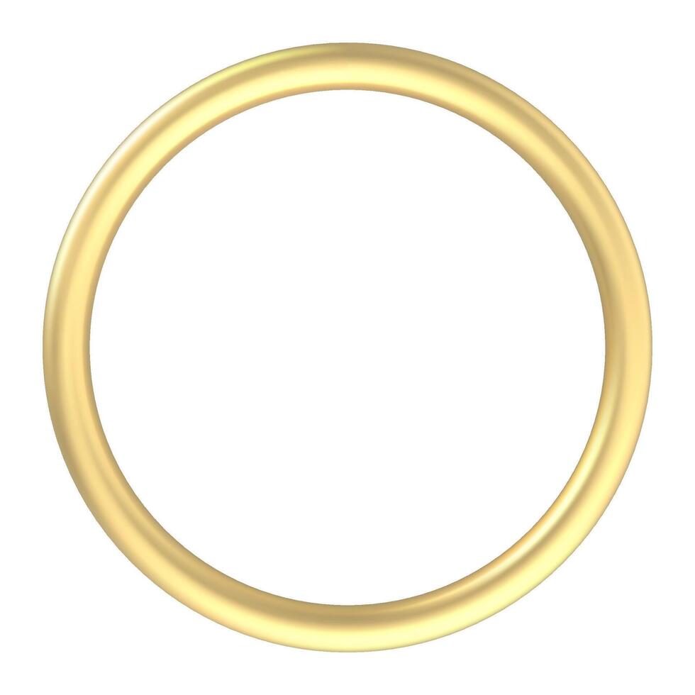 Glistening golden ring creating a perfect circle on a pristine white background, serving as an ideal element for wedding, anniversary, engagement, or Valentine's Day projects vector