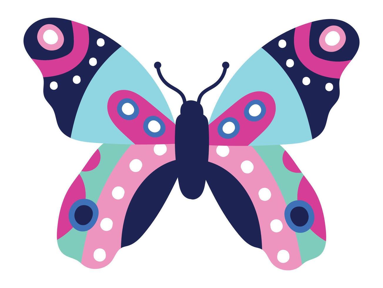 Vibrant and eye catching butterfly with a unique pattern on its wings stands out against a clean white background, showcasing the beauty and intricacy of nature's designs vector