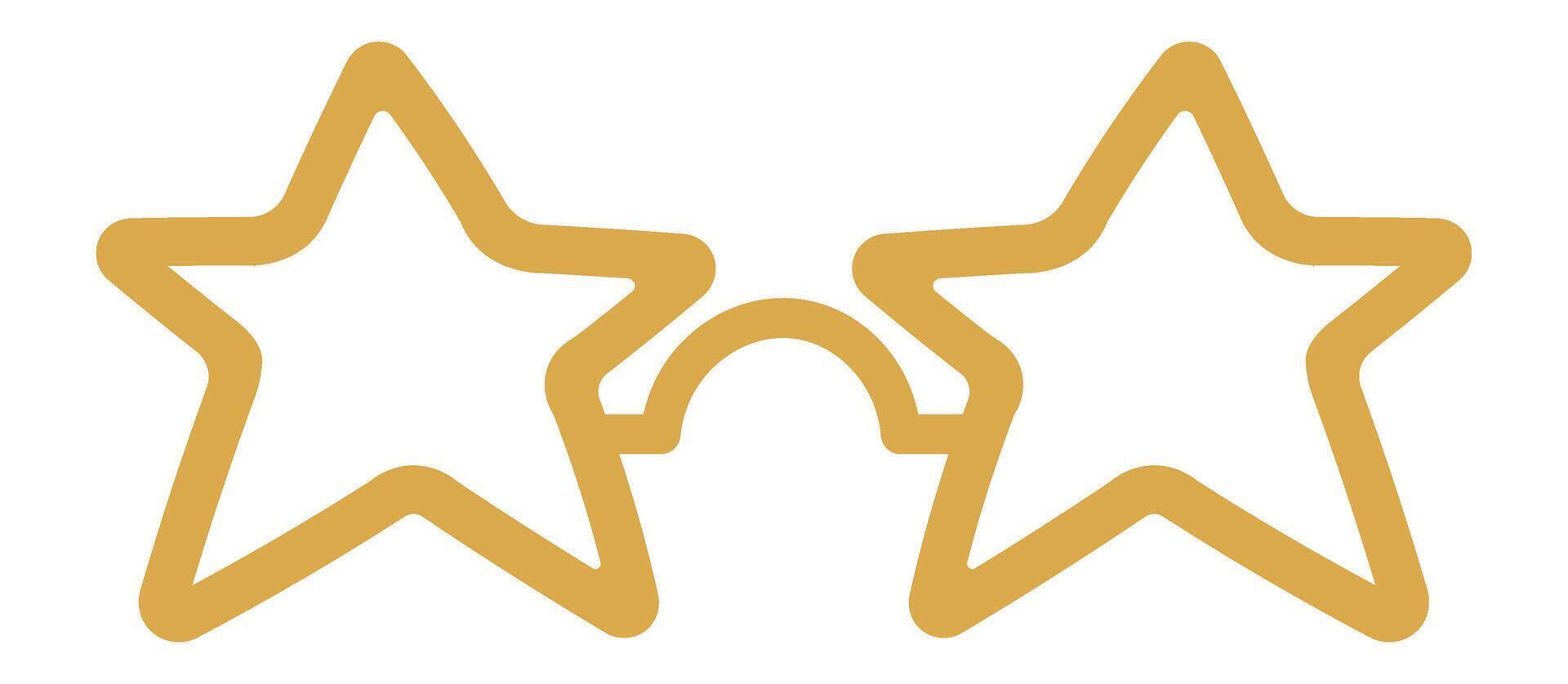 Golden star shaped sunglasses represent fame, celebrity, and the pursuit of stardom, capturing the essence of Hollywood glamour and the allure of the entertainment industry vector