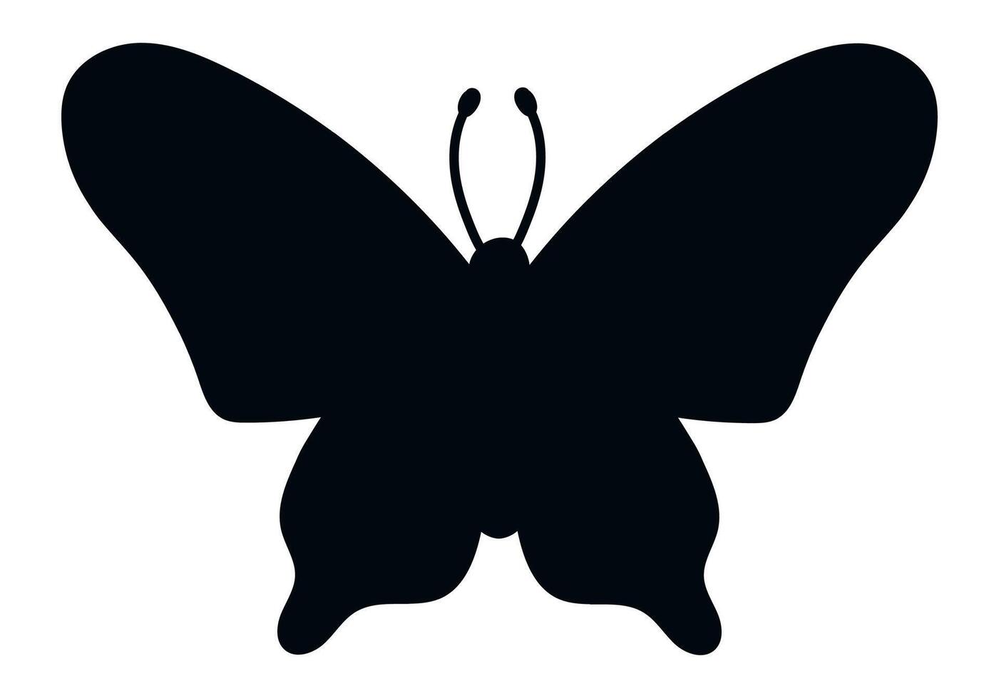 Butterfly silhouette with spread wings isolated on white background, representing nature, wildlife, beauty, and elegance, ideal for graphic design and nature themed projects vector