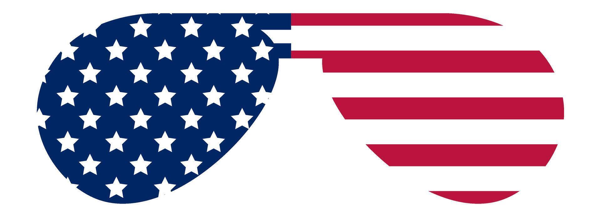 Stylish aviator sunglasses showcasing the United States flag, symbolizing patriotism and celebrating Independence Day with a fashionable touch vector