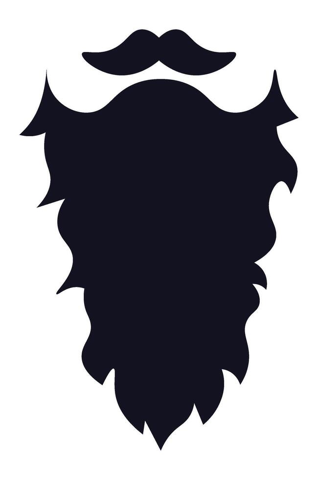 Stylized illustration presents a large, dark silhouette of a full beard and mustache, symbolizing traditional masculinity, wisdom, and experience vector