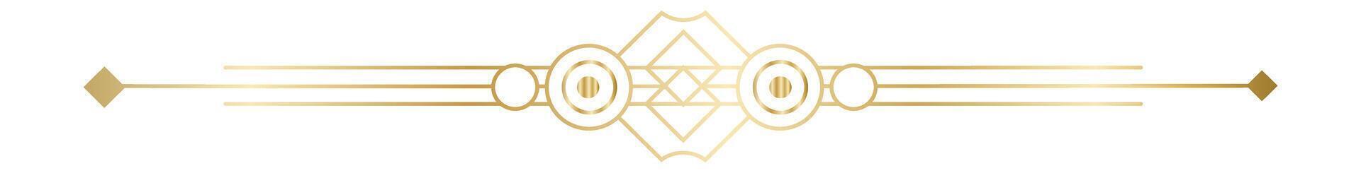 Golden art deco divider with geometric shapes and lines forming an elegant design, perfect for adding a touch of luxury and sophistication to any project vector