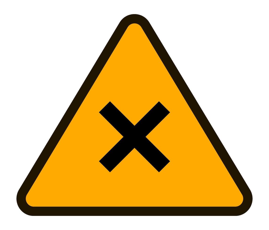 Irritant hazard warning sign featuring a black cross on a yellow triangle, signaling caution for potential skin or respiratory irritation, isolated on white vector