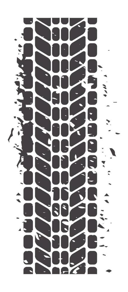 Grunge tire track creating a distressed and rugged effect, suitable for automotive designs, racing themes, or any project needing a touch of grunge aesthetics vector