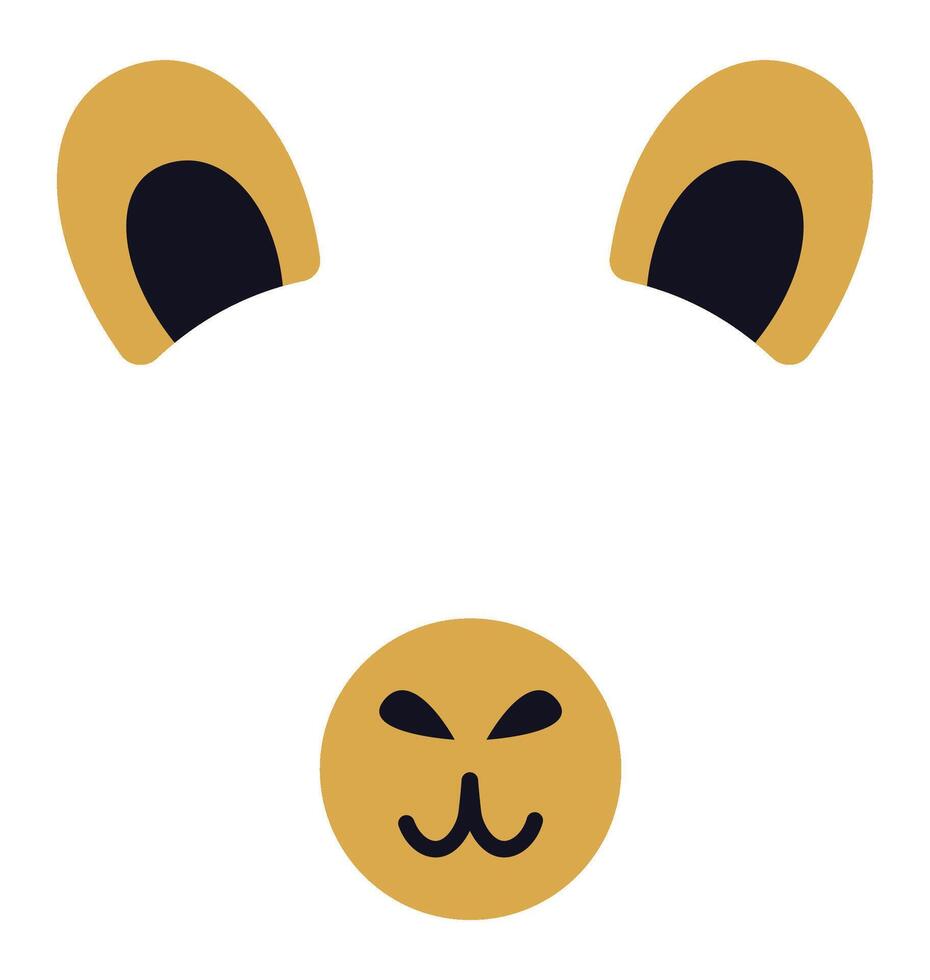 Minimalist illustration of a stylized animal face featuring golden ears, a round nose, and a smiling expression, creating a playful and whimsical design vector