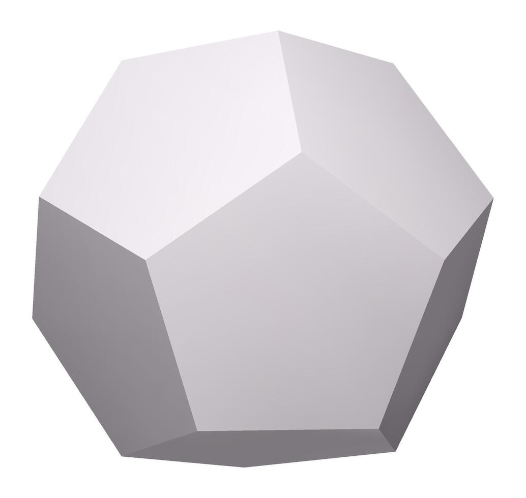 3D rendering featuring a gray dodecahedron rotating against a pure white background, forming an intriguing abstract and geometric composition that captivates the viewer's eye vector