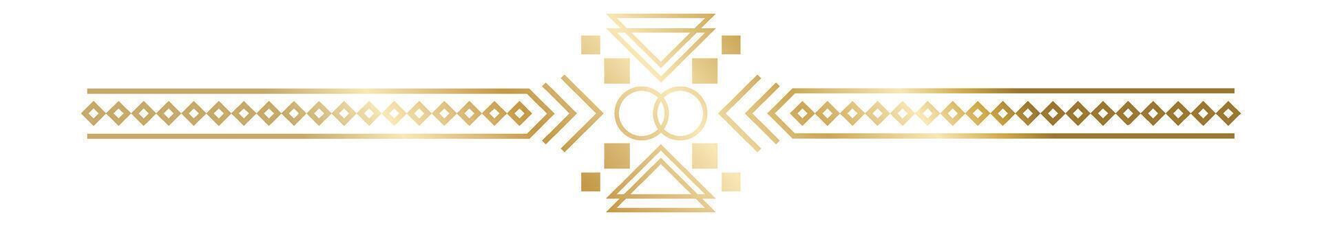 Geometric golden art deco ornament forming a horizontal band with squares, triangles and rhombuses, perfect for creating frames, borders and decorative patterns vector