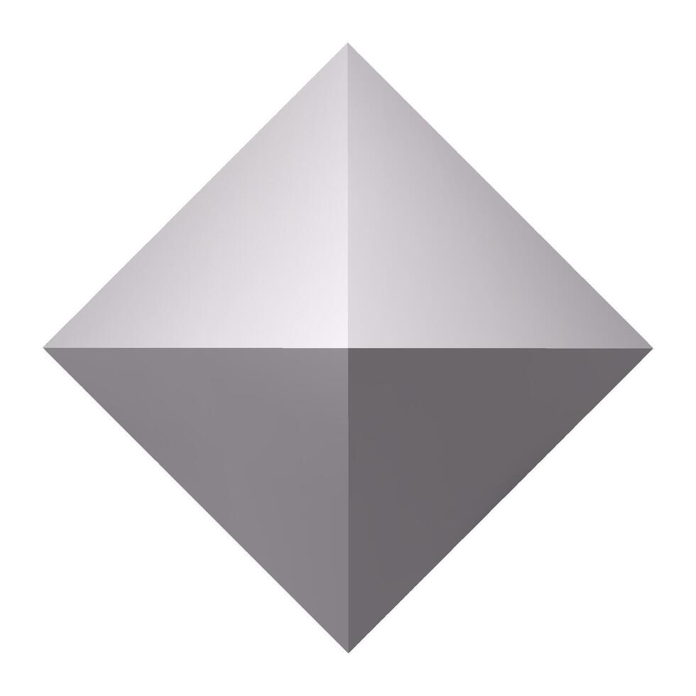 Gray octahedron rotating showing different shades of gray creating a beautiful gradient with white background, perfect for illustrations related to geometry, architecture, and design vector