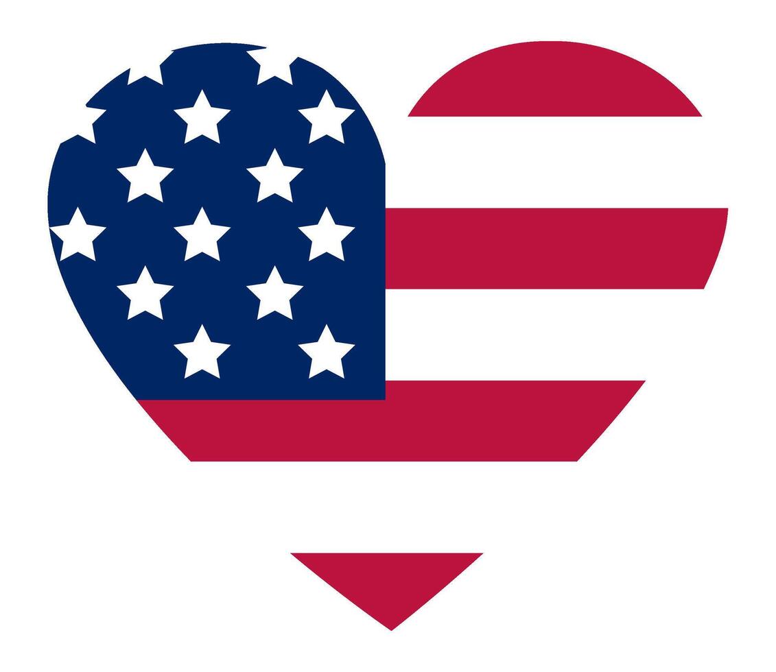 United States flag forming a heart shape symbolizing patriotism and love for the country, ideal for celebrating national holidays and showing support vector