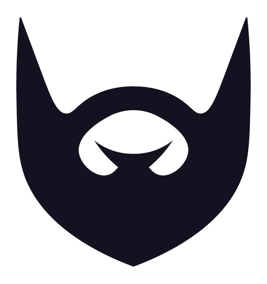 Stylized drawing representing a full black beard and mustache isolated on a white background, ideal for barbershops, men's fashion and personal care products vector