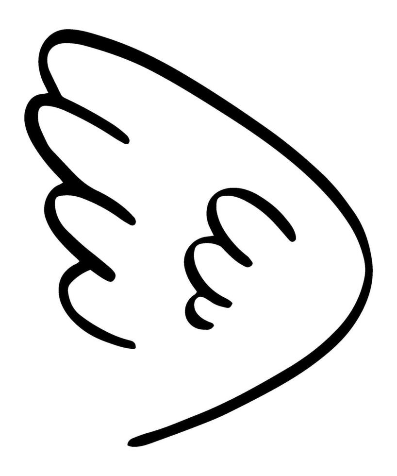 Simple line art drawing of a wing capturing themes of flight, freedom, and spiritual ascension, perfect for enhancing various design projects with a minimalist touch vector