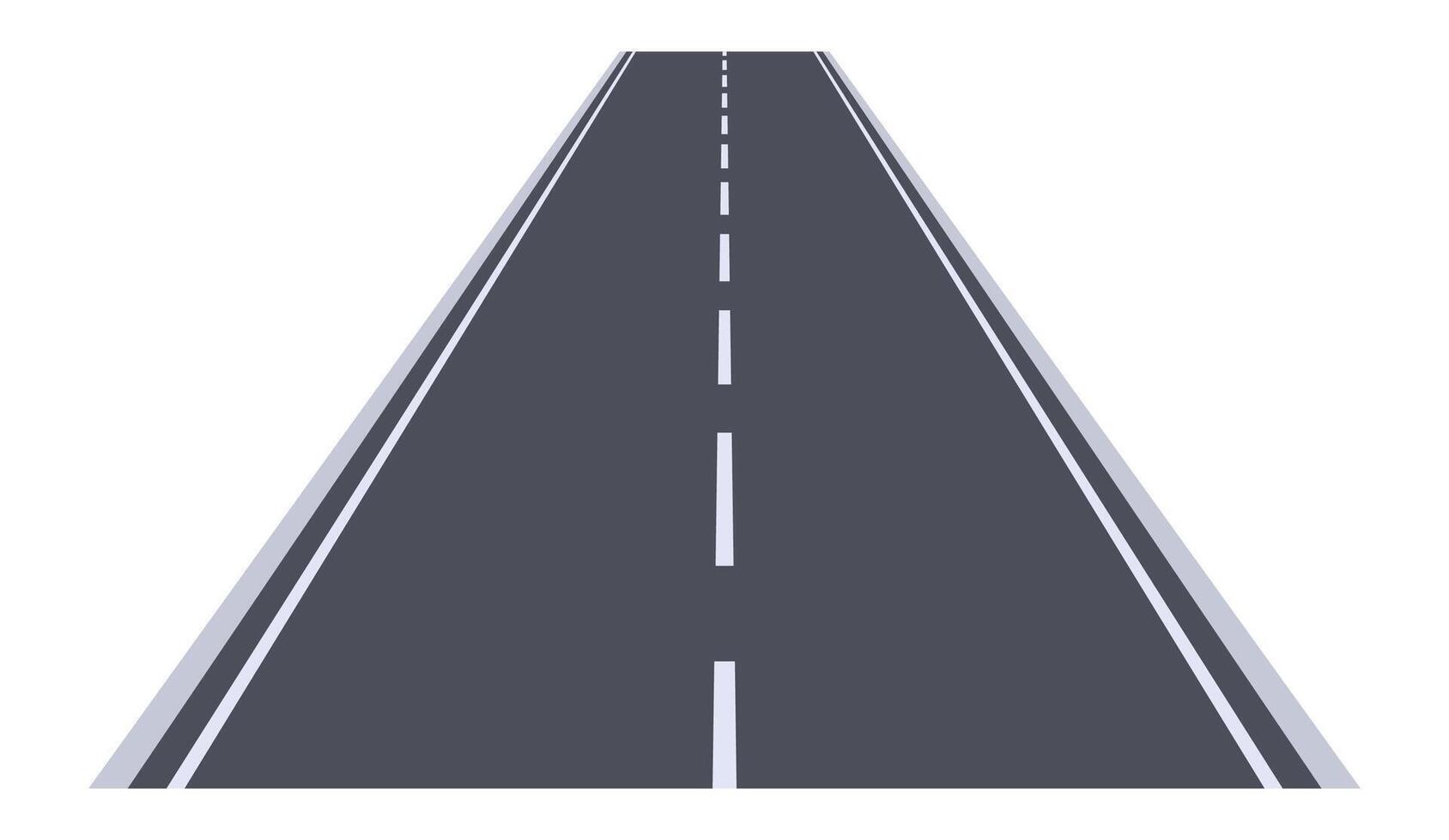 Long straight asphalt road disappearing into the horizon on a white background, representing concepts such as travel, journey, destination, and future vector